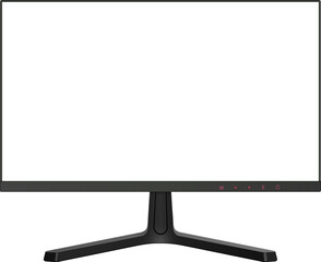 Monitor TV isolated, front view with empty screen