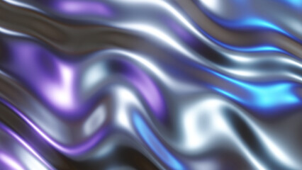 Liquid chrome waves background, shiny and lustrous metal pattern texture 3D  illustration.