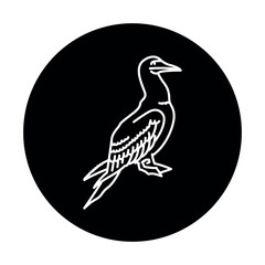 Sea ​​bird gannet black line icon.