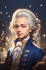 モーツァルトのクリエイティブなスケッチ「AI生成画像」