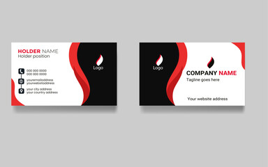 Red color business communication professional minimal name company position card template
