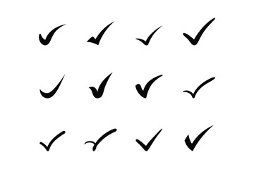 Set of check mark, checklist icon isolated