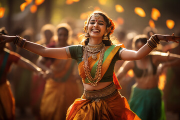 Indian traditional dancers, female, independence, symbol, celebration