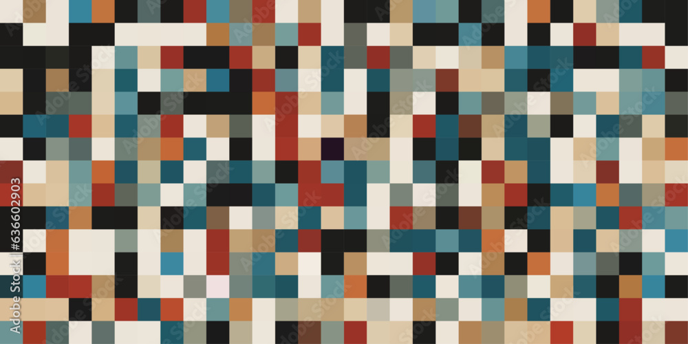 Aufkleber Pixel pattern of colorful squares. Vector pattern of ordinary multi-colored pixels.