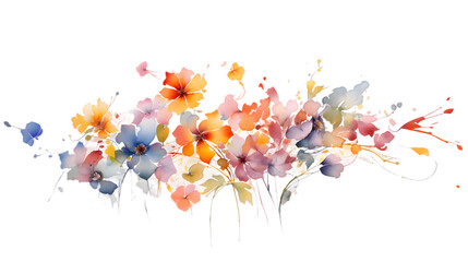 Wild flowers watercolor illustration isolated on transparent background