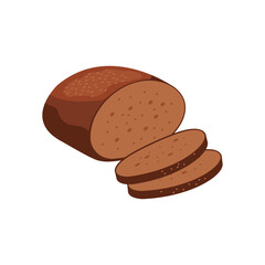Bakery illustration. Bread icon of wheat food product. Loaf of rye and wheat bread, french baguette and croissant, cake, cupcake and toast, cookie, bun and bagel, baker