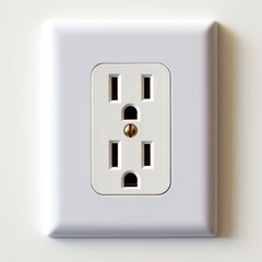 A close up of an electrical outlet on a wall. Digital image.