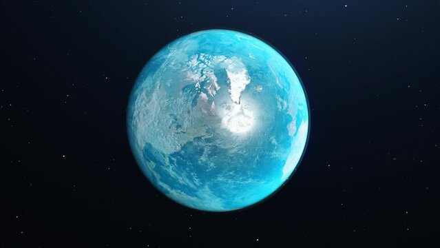 Planet earth spinning - Animation of the word from outer space while camera panning to the right. 3r render animation