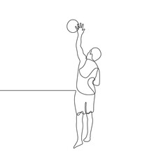 Continuous single-line art of a basketball player