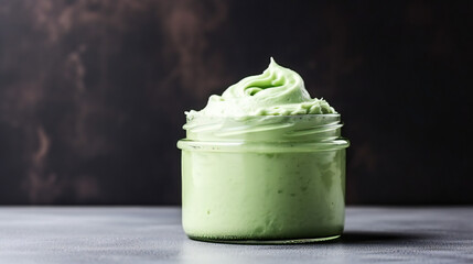 Handmade Green foaming whipped soap. Generative AI. 