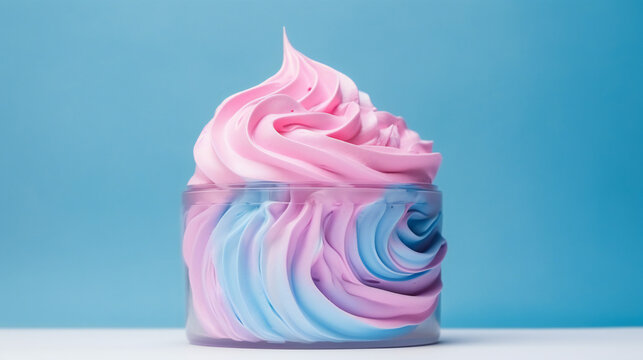 Handmade colorful foaming whipped soap. Generative AI. 