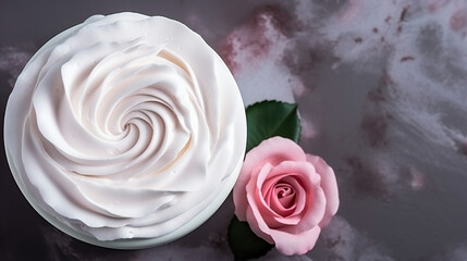 Handmade Rose foaming whipped soap. Generative AI. 
