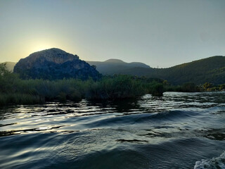 sunset over the river