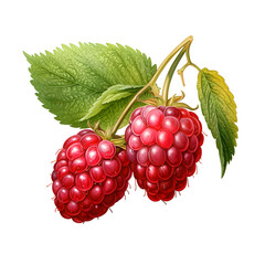 Raspberry watercolor illustration isolated on transparent background