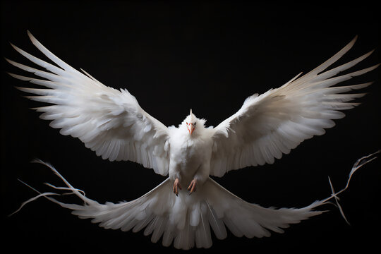 White Phoenix Spread Wings, Hyper Realistic, Dramatic Light, Create Using Generative AI Tool.