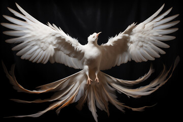 white phoenix spread wings, hyper realistic, dramatic light, Create using generative AI tool.