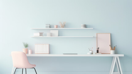 Minimalist white workspace pastel color