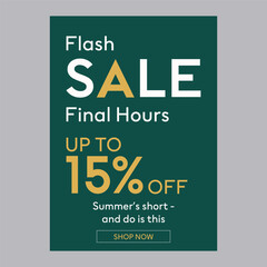 Fototapeta premium Final hours sale 15% off discount promotion poster