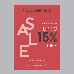 Final weekend sale 15% off discount promotion poster