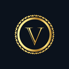 letter V abstract round creative symbol 