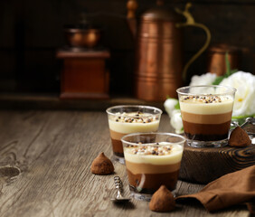 dessert in a glass panna cotta with butter cream