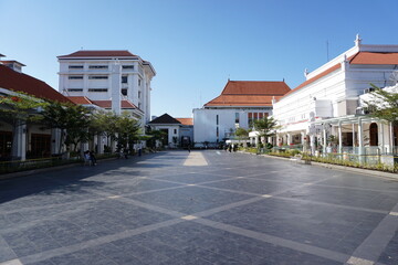 surabaya, indonesia - august 06, 2023 : surabaya city square building with old building