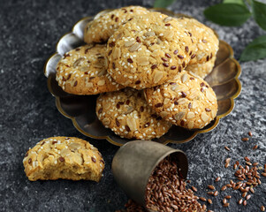 oatmeal cookies with flaxseeds, healthy food desserts