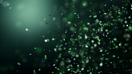 Blurred Background of a Confetti Rain in green Colors. Festive Backdrop for Celebrations
