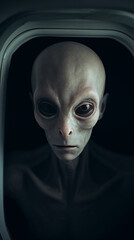 Stellar Liaison: Grey Alien in Extraterrestrial Ship, generative ai