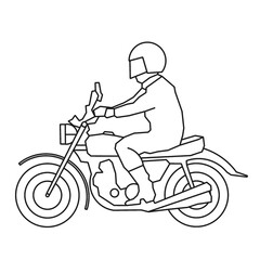A man rides a motorcycle. Graphic image of a man on a motorcycle. Vector.