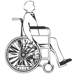 
Man in a wheelchair. Person with disabilities. Disabled person. Symbol. Vector.