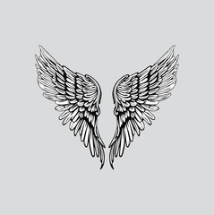 tribal tattoo with vintage vector angel wings