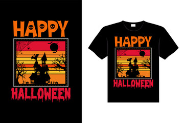 Halloween horror vintage t-shirt design and Scary lettering print template vector typography graphics art