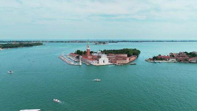 Aerial view of San Giorgio Maggiore Island &icirc;n venice, Italy