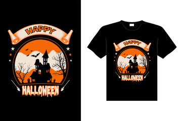 Halloween horror vintage t-shirt design and Scary lettering print template vector typography graphics art