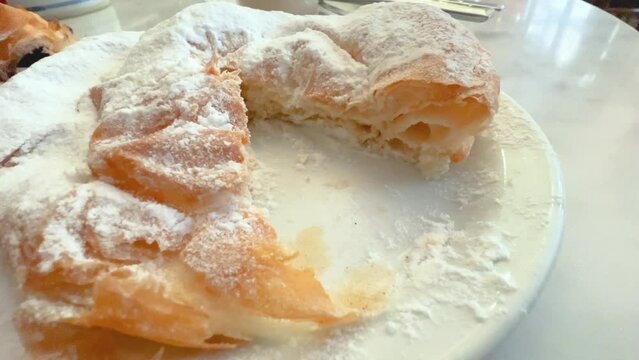 Spanish traditional food ensaimada in Cafeteria