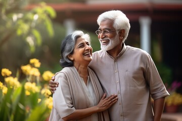 A happy joyful couple of Indian ethnicity having lighter moments in the outdoor