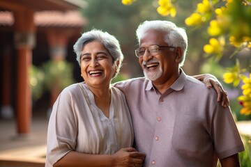 A happy joyful couple of Indian ethnicity having lighter moments in the outdoor