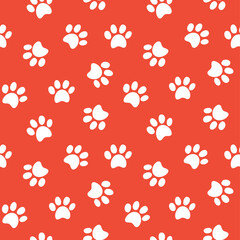 Paw print seamless pattern. Animal footprint seamless pattern vector illustration.