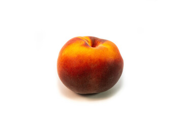 Riped apricot , nectarine close up with shadow underneath ,  isolated on white background.