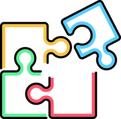 Puzzle pieces icon. Outline vector icon with editable strokes