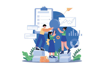 Business team generating creative idea Illustration concept on white background