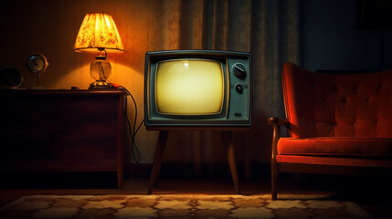 an old-style CRT television casting a spooky evil glow