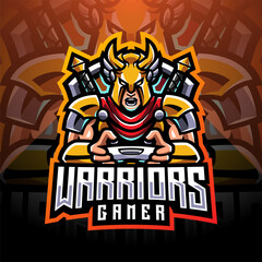 Fototapeta na wymiar warrior knight with horse mascot esport for gaming and sport logo design