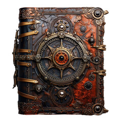 Ancient sealed mystery book, necronomicon. White or transparent background, png. Ai generated