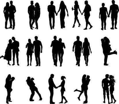 Man and Woman Couple Silhouettes, Couple Goals, Couple Love Silhouettes Set 1