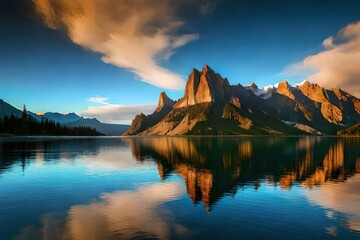 Fototapeta na wymiar reflection of mountain in water 