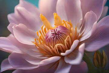 pink lotus flower, close view of pink flower -Generative Ai