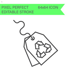 a tag with a recycling symbol . ecology icons .Editable Stroke. 64x64 Pixel Perfect.