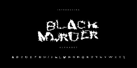 blackmetal font rock alphabet root font - obrazy, fototapety, plakaty